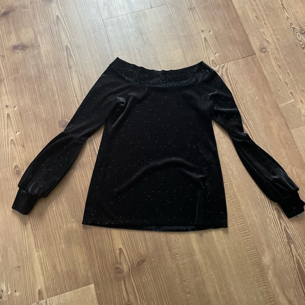 Last Tango black sparkling velvet top, size xs.